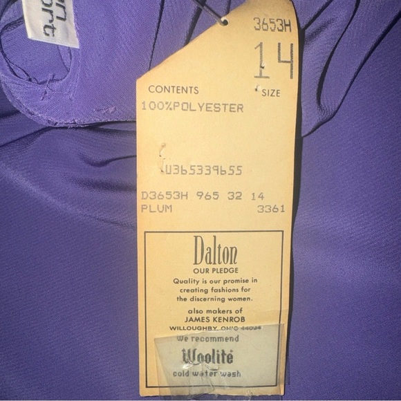 NWT Vintage Dalton Sport Purple Polyester Button Back Turtleneck Blouse Size 14 - Picture 8 of 10
